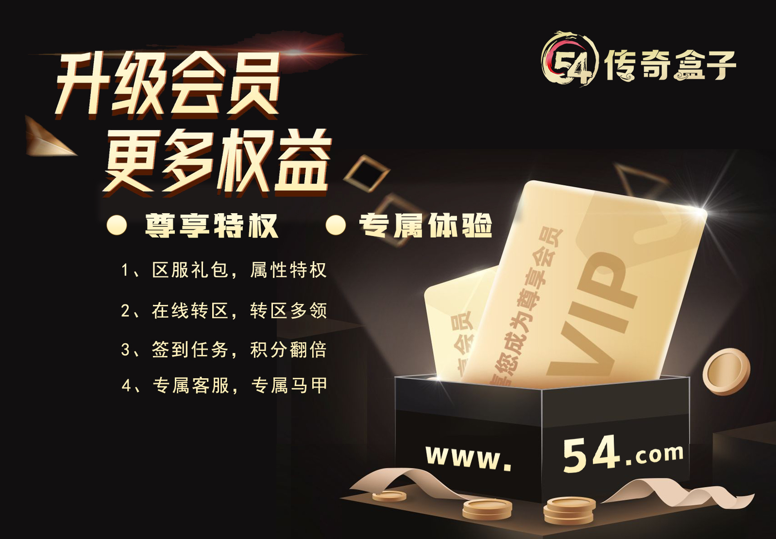 54 传奇盒子会员权益，畅享新游快人一步！
